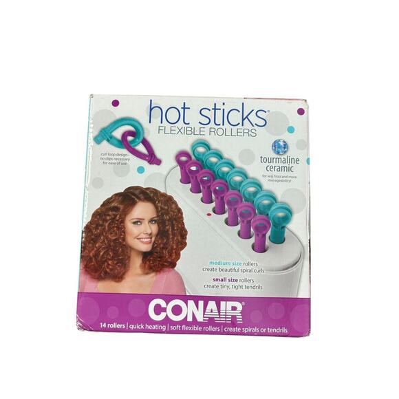 Conair Hot Sticks Hairsetter Flexible Rollers 14 Soft Rollers Tourmaline Ceramic - Picture 3 of 3